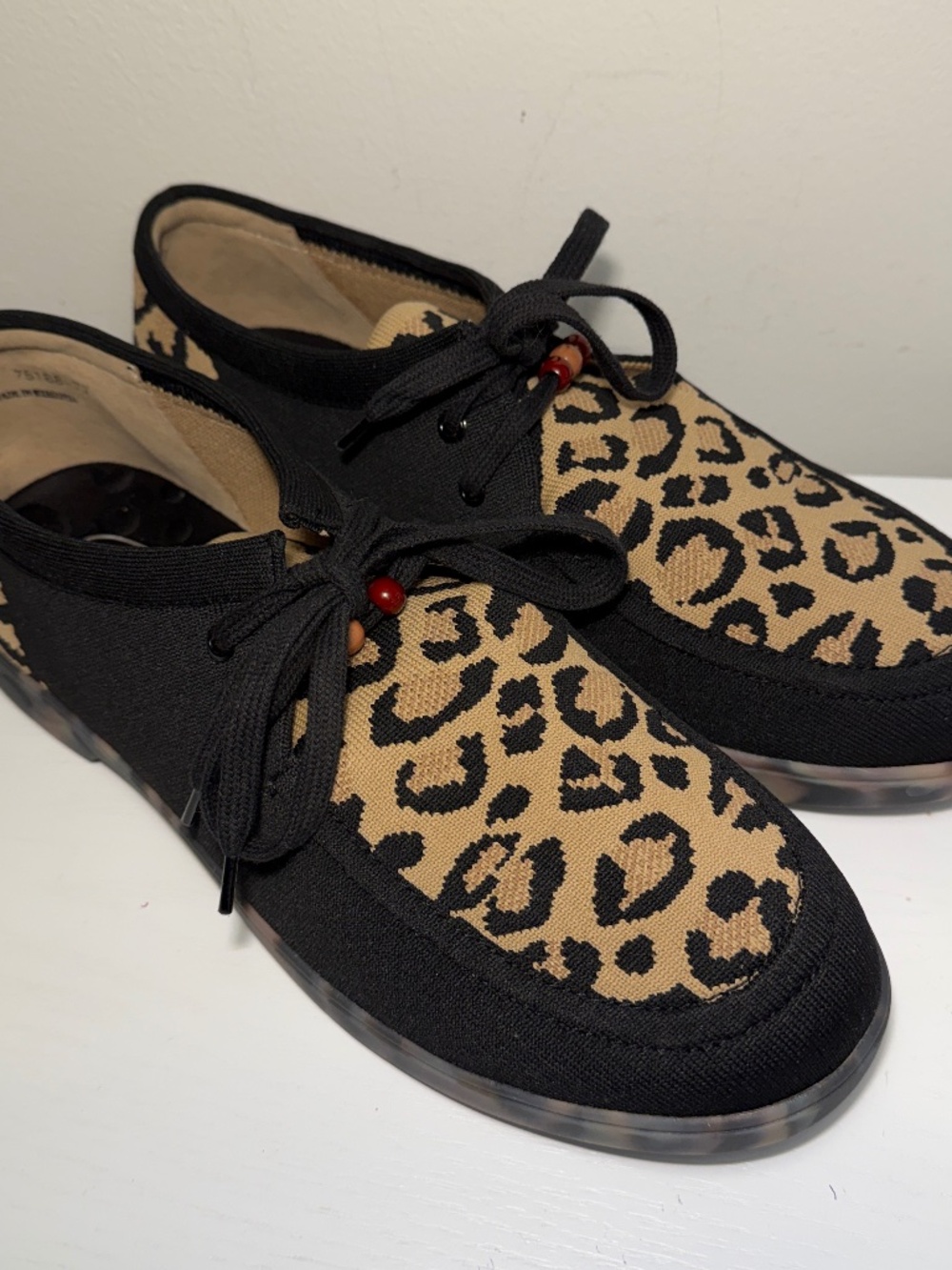 Ros Hommerson Greer Oxford Black Leopard Print Women's 13 WW Extra Wide Shoes